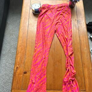 Pink and orange Zebra Print bell bottom leggings Size small